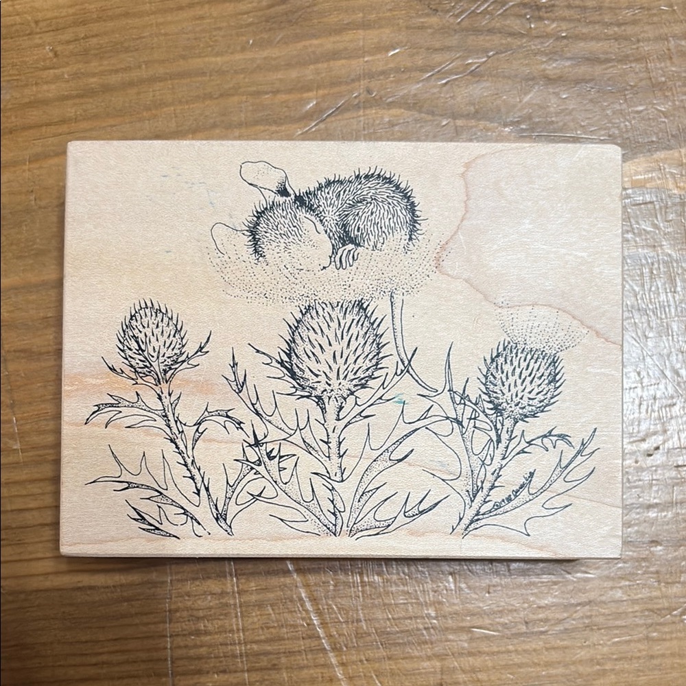 VTG Never Used Mouse Napping 😴 on Thistle Wooden Craft Stamp